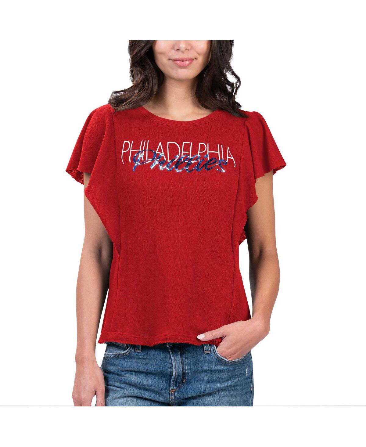 Shop G-iii 4her By Carl Banks Women's  Red Philadelphia Phillies Crowd Wave T-shirt