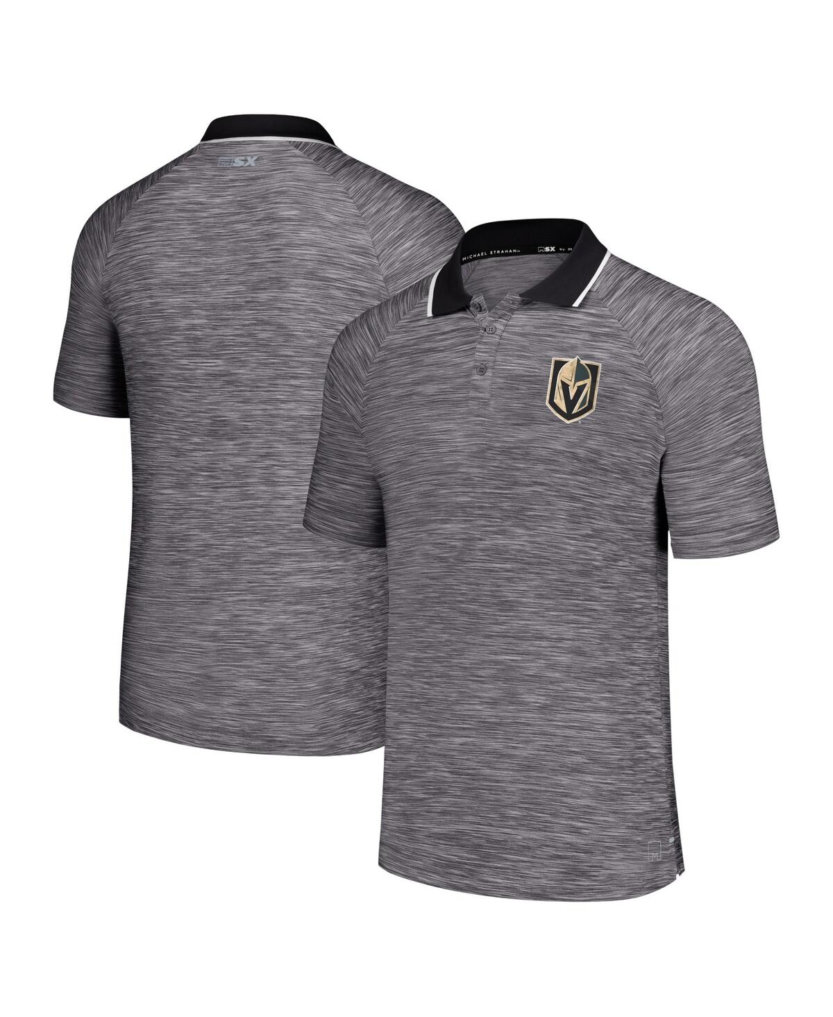 Shop Msx By Michael Strahan Men's  Black Vegas Golden Knights Strategy Raglan Polo Shirt