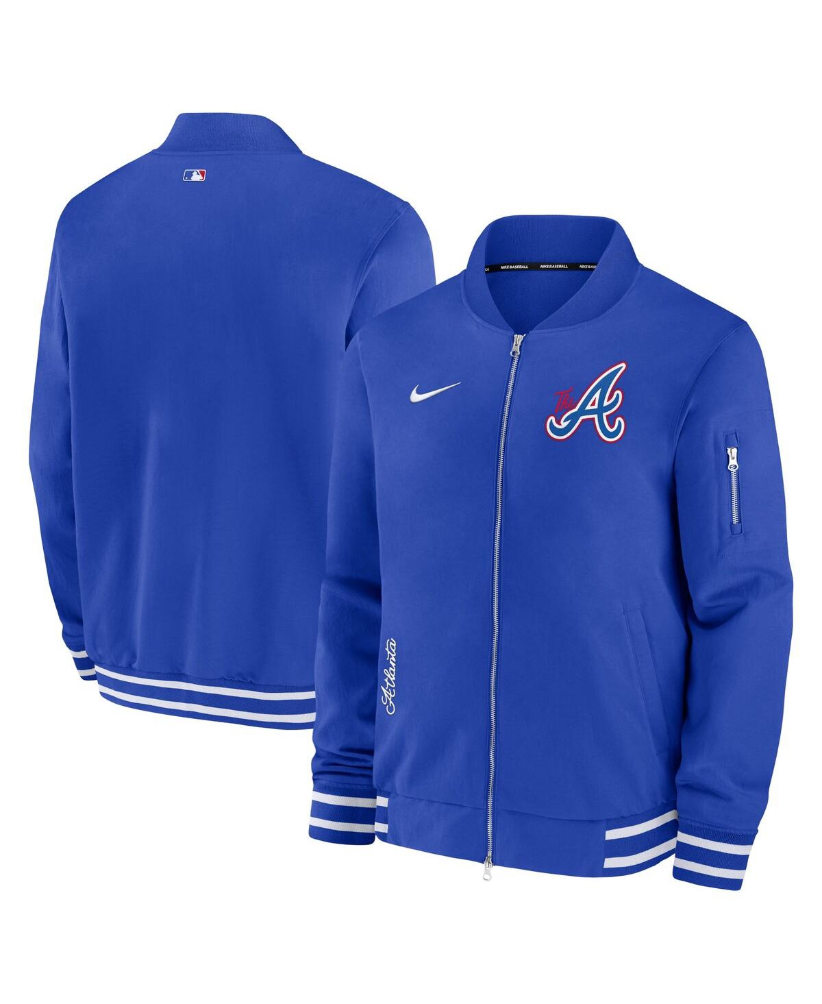 Shop Nike Men's  Royal Atlanta Braves Authentic Collection Game Time Bomber Full-zip Jacket