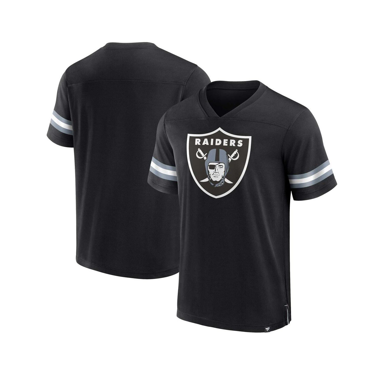 Men's Black Las Vegas Raiders Jersey Tackle V-Neck T-shirt
