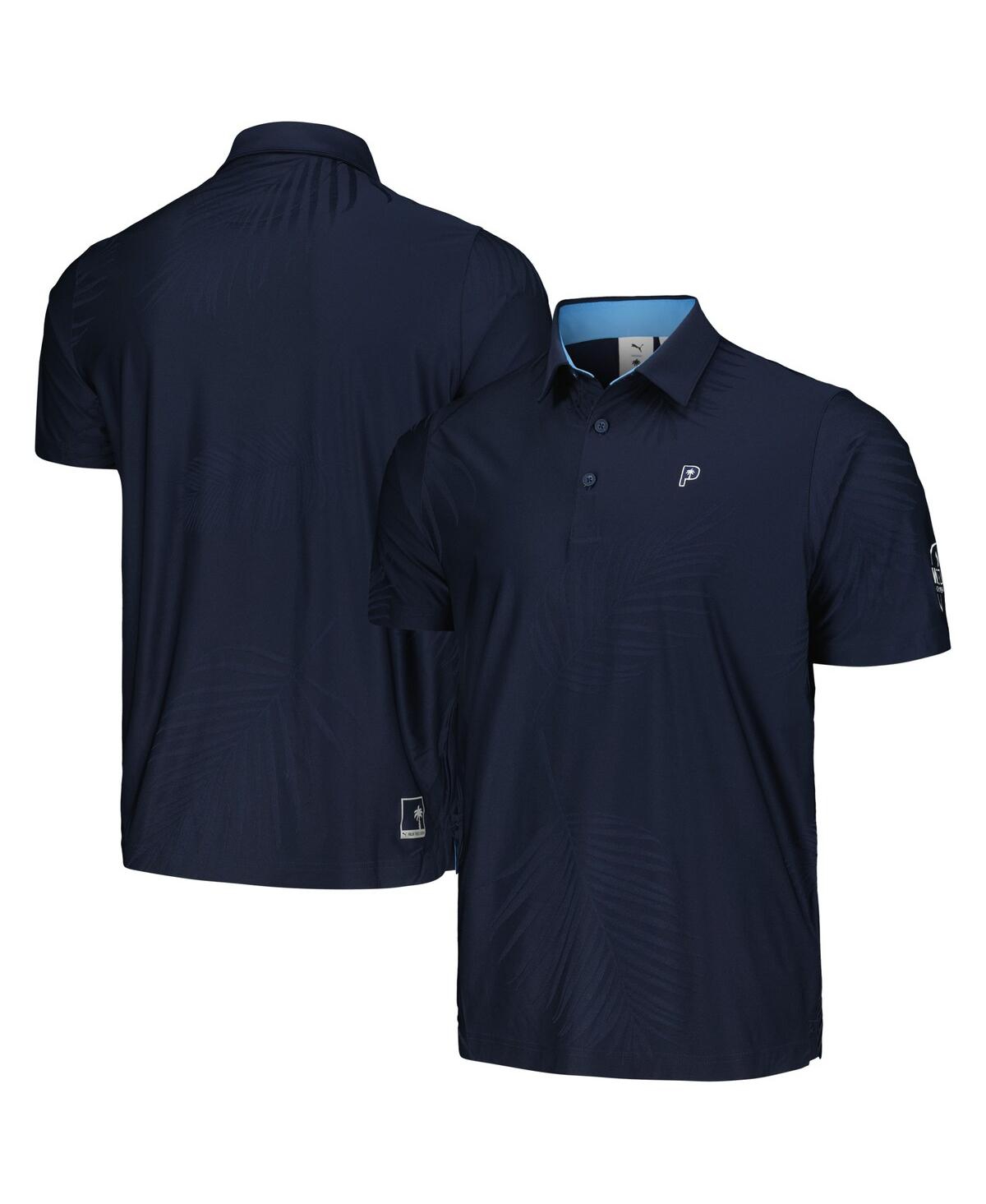 Shop Puma Men's  X Ptc Navy Wm Phoenix Open Jacquard Mattr Polo Shirt