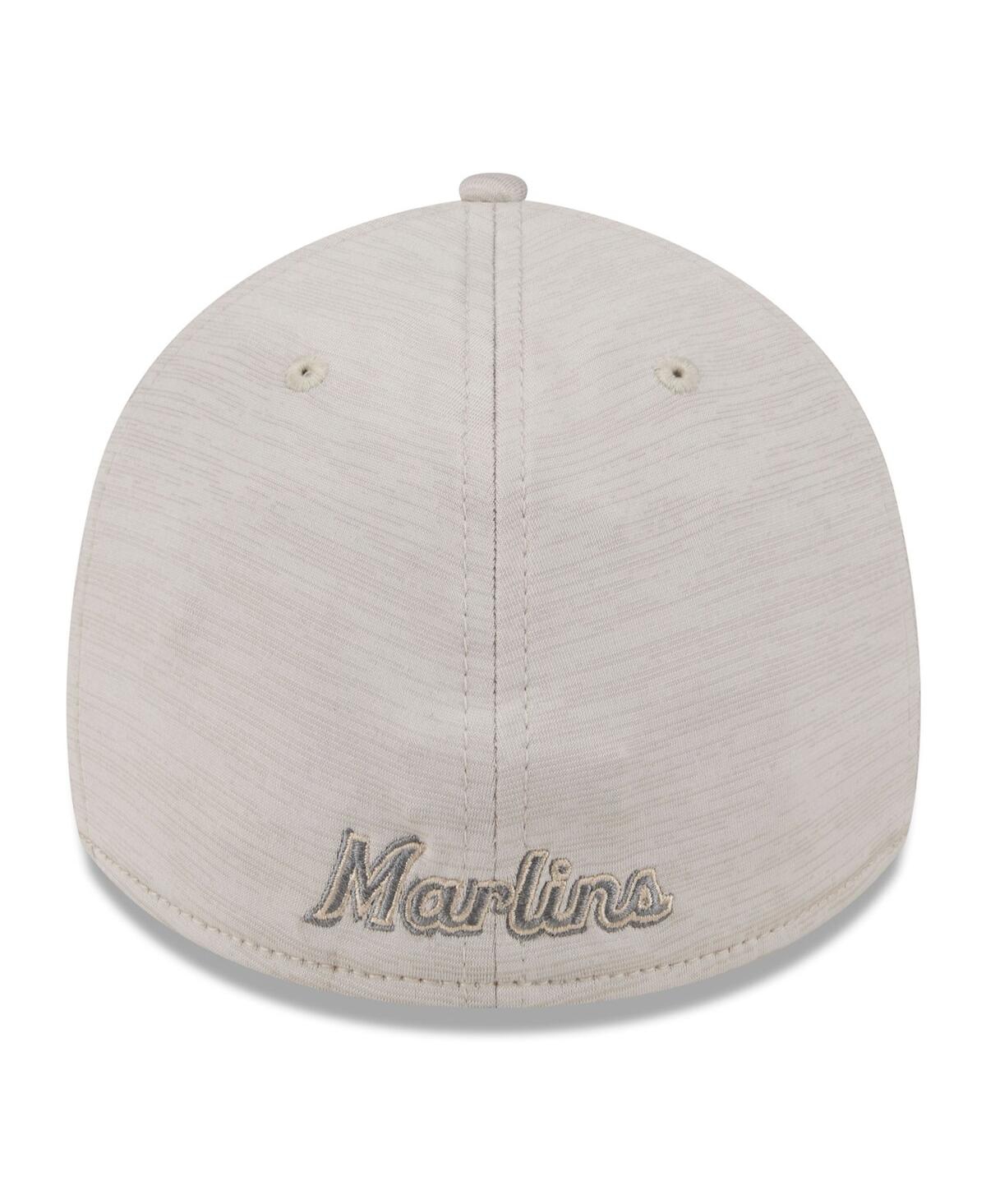 Men's New EraMiami Marlins 2024 Clubhouse 39THIRTY Flex Fit Hat - Cream