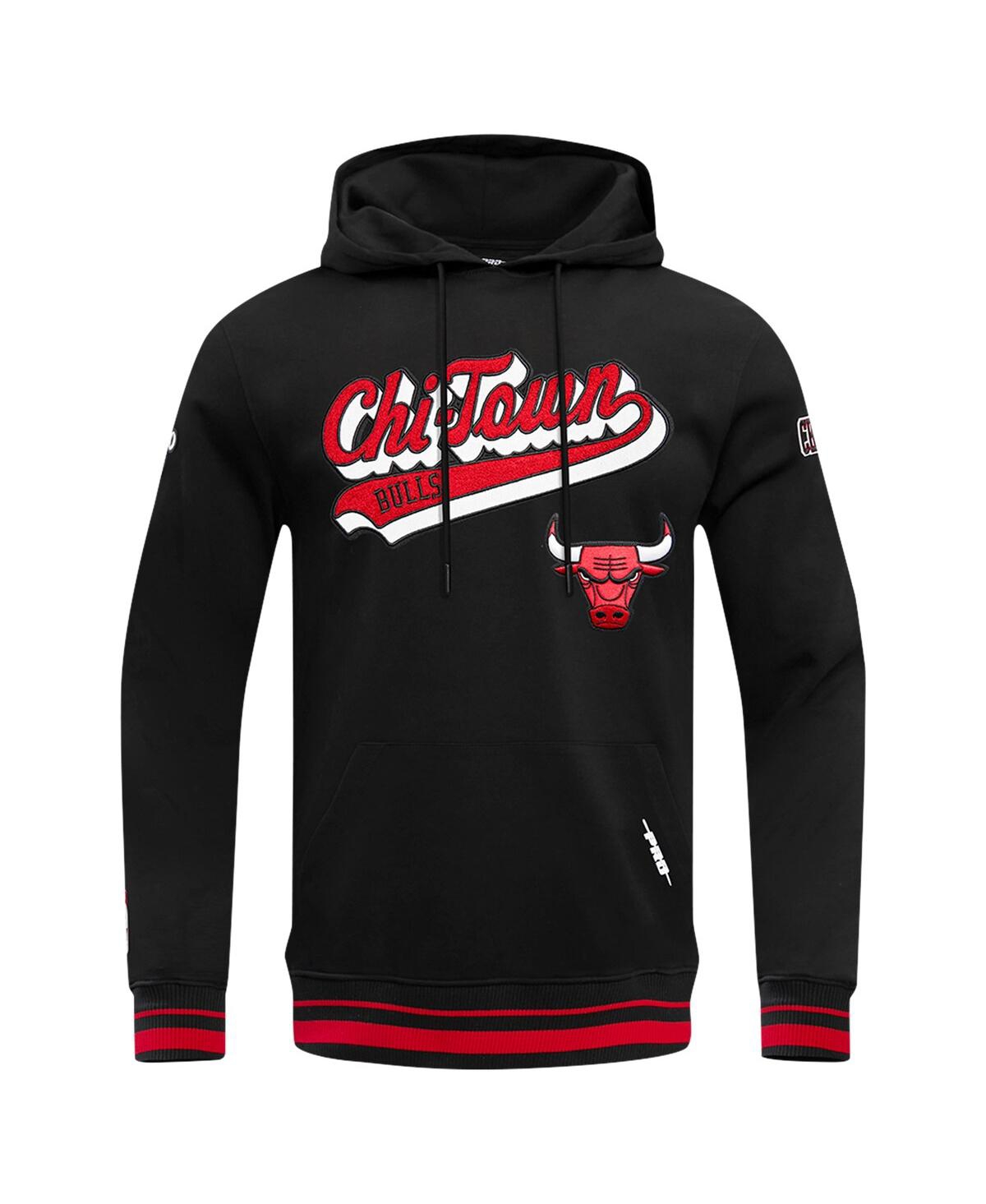 Pro Standard Black Chicago Bulls Script Tail Pullover Hoodie In Black