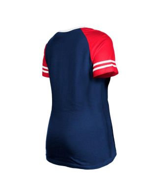 Women's Navy New England Patriots Raglan Lace-Up T-shirt