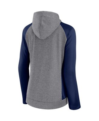 Women's Heather Gray, College Navy New England Patriots Blind Side Lightweight Full-Zip Hoodie