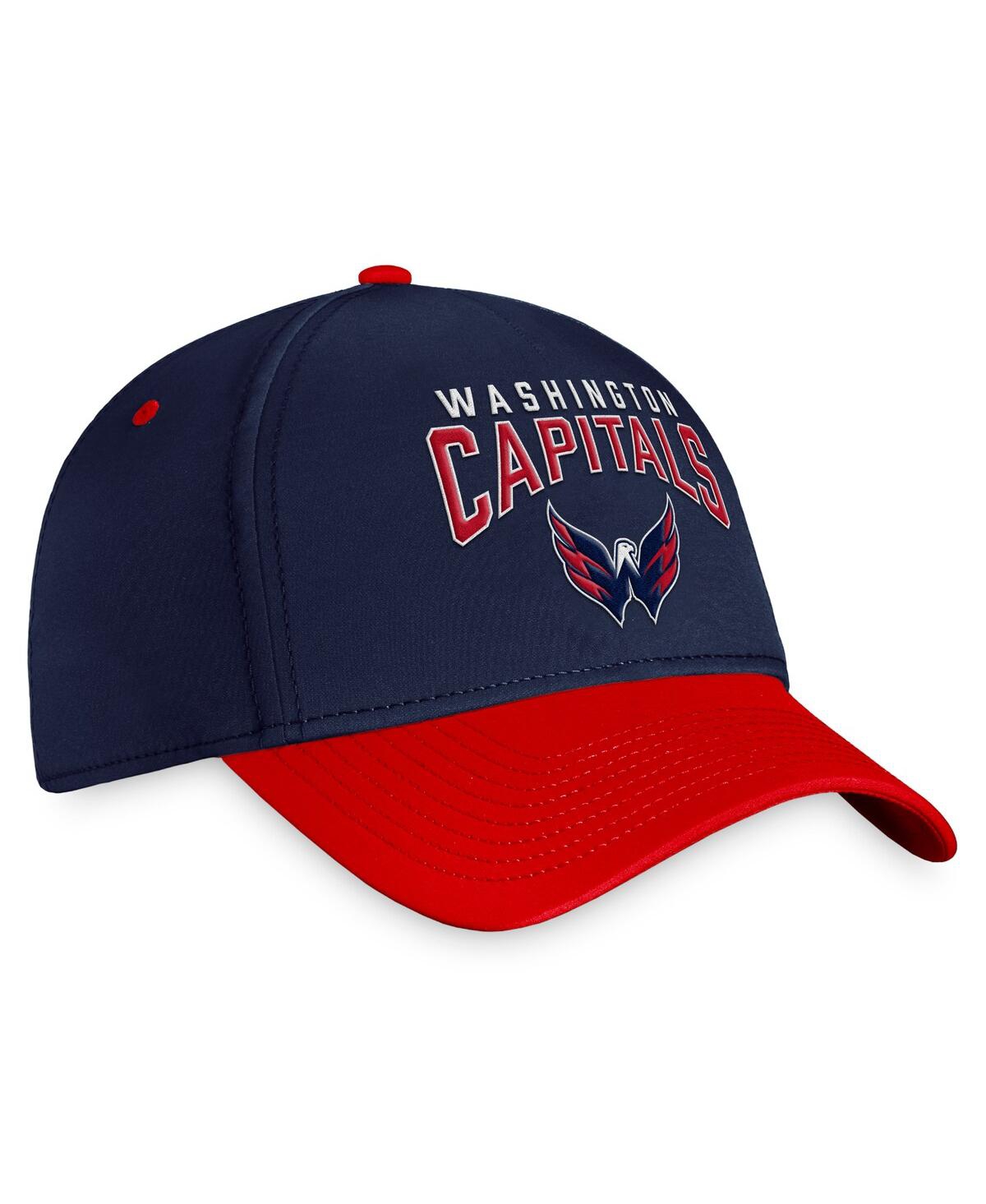 Shop Fanatics Men's  Navy, Red Washington Capitals Fundamental 2-tone Flex Hat In Navy,red