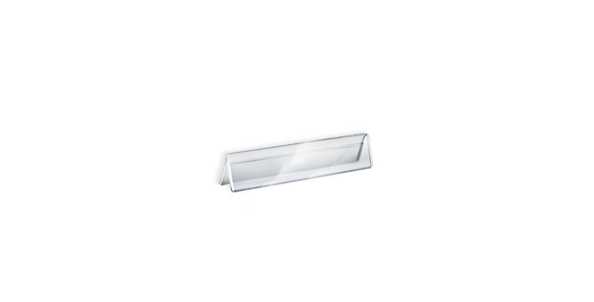 Two Sided Tent Style Clear Acrylic Sign Holder and Nameplate, Size: 11" W x 2" H on each side, 10-Pack