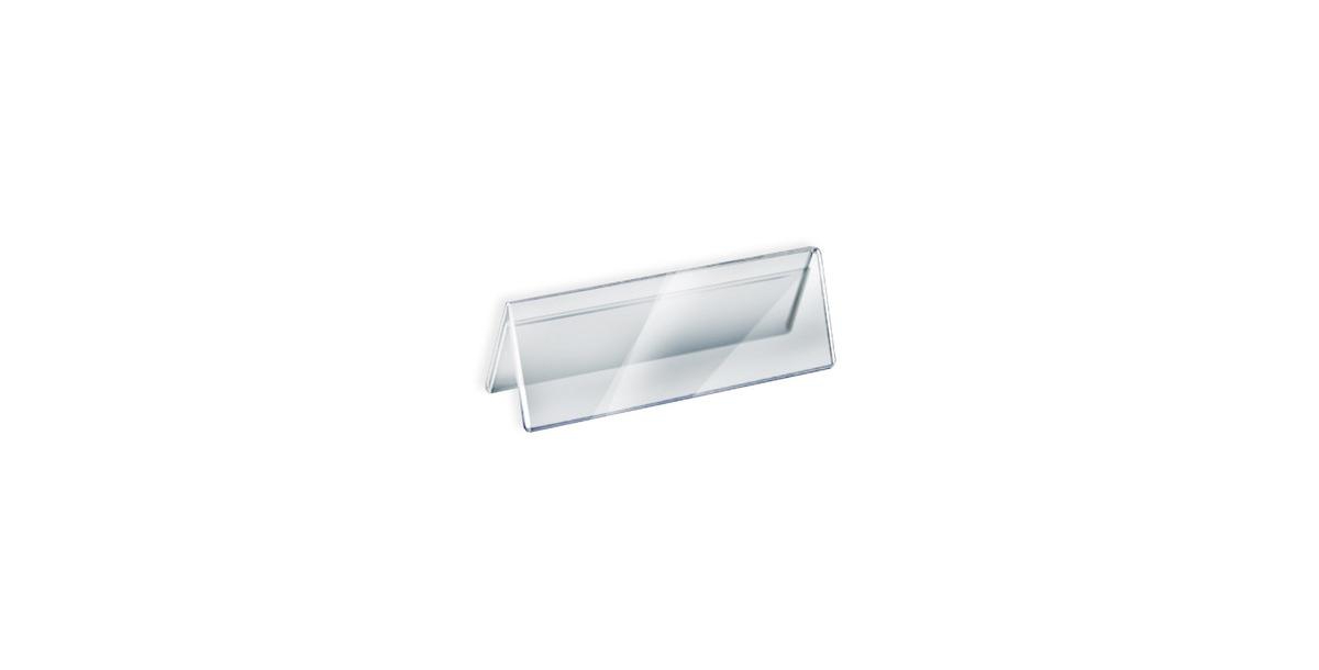 Two Sided Tent Style Clear Acrylic Sign Holder and Nameplate, Size: 11" W x 3" H on each side, 10-Pack