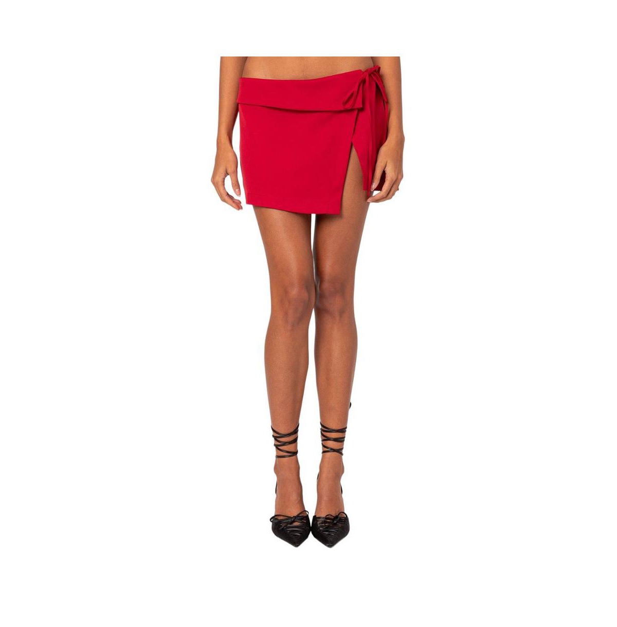 Edikted Women's Selena Asymmetric Wrap Mini Skirt In Red