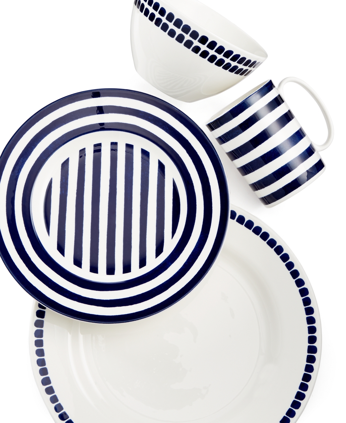 Charlotte Street North 4 Piece Place Setting - White/Blue