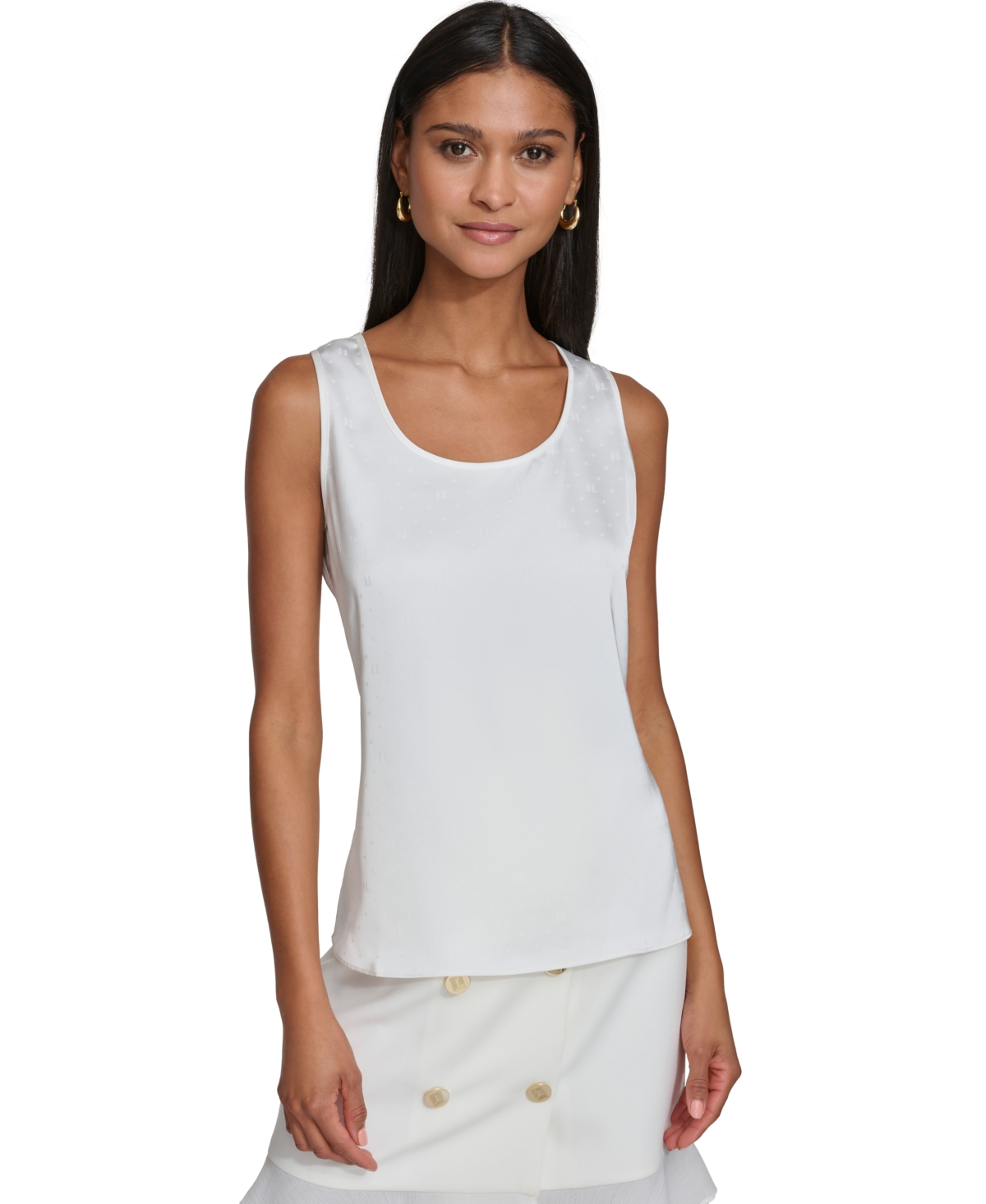 Karl Lagerfeld Paris Women's Jacquard Scoop-Neck Tank Top