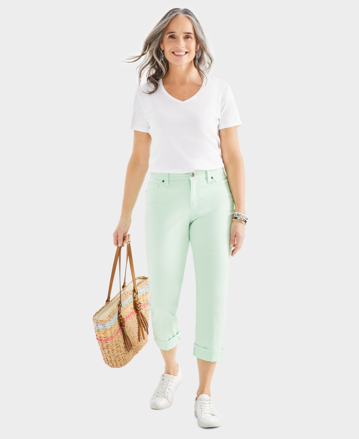 Shop Style & Co Women's Mid-rise Curvy Capri Jeans, Created For Macy's In Mint Pistachio