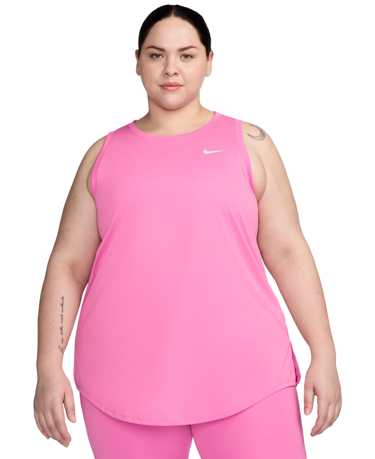 Nike Dri-fit Plus Size Racerback Curved-hem Tank Top In Playful Pink