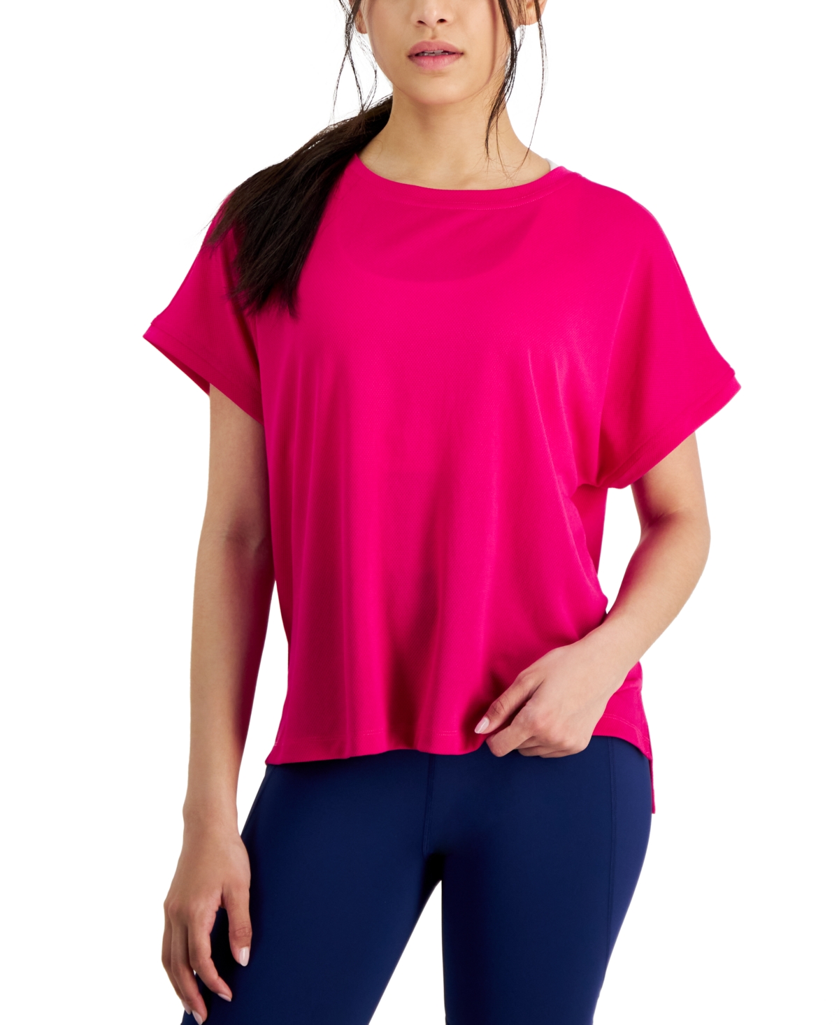 Shop Id Ideology Women's Birdseye-mesh Dolman-sleeve Top, Created For Macy's In Pink Drgn Fruit
