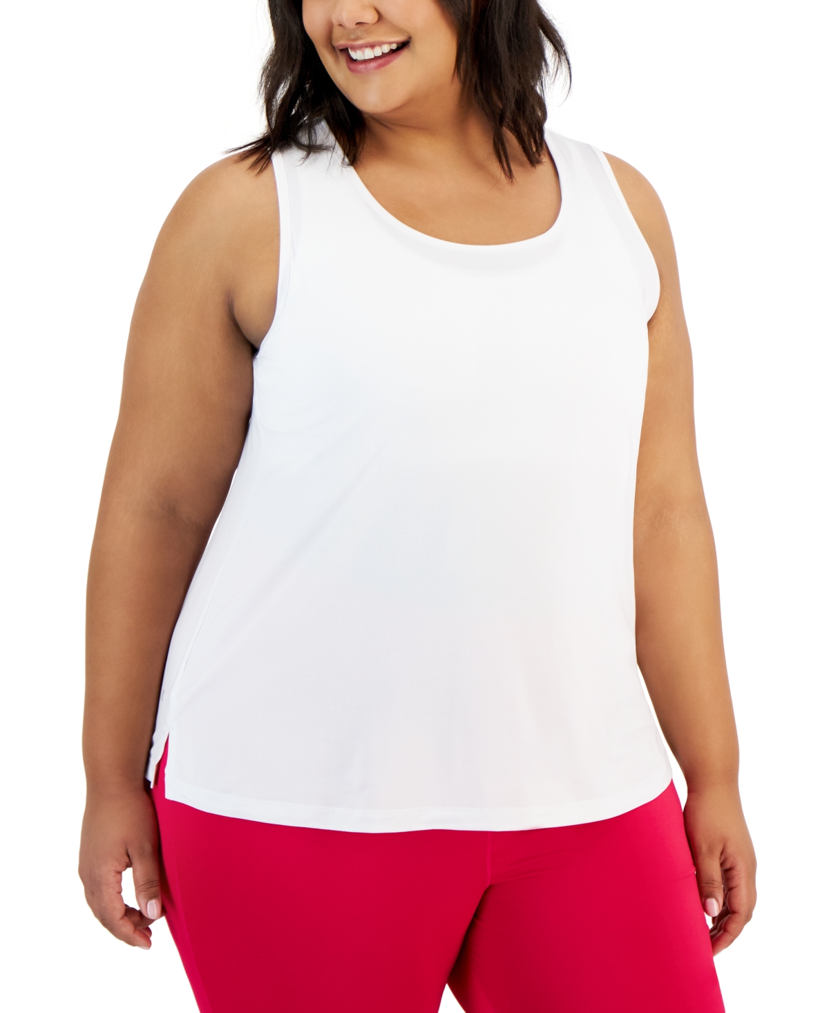 Shop Id Ideology Plus Size Active Essentials Tank Top, Created For Macy's In Mp,db,bw Combo