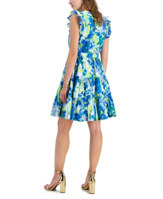 Women's Printed A-Line V-Neck Dress 
