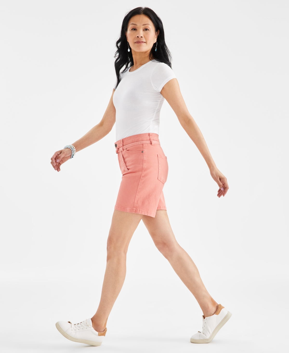 Style & Co Women's High-Rise Belted Cuffed Denim Shorts, Created for Macy's
