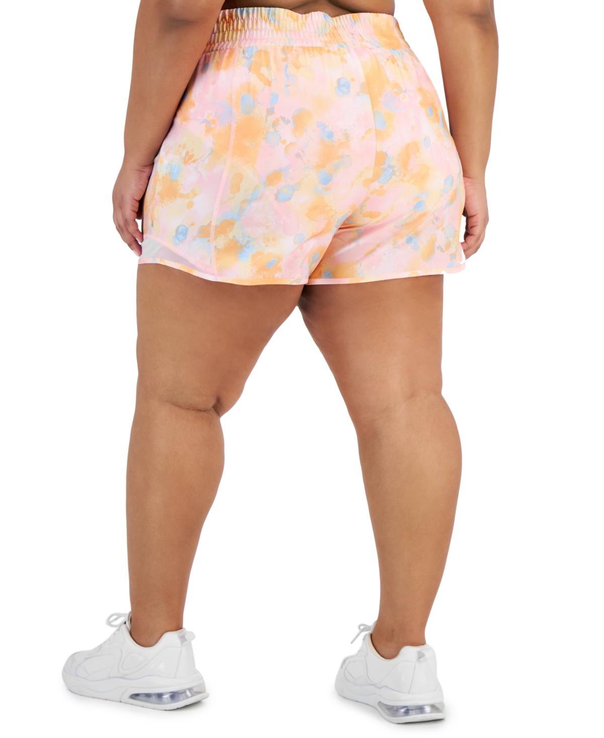 Shop Id Ideology Plus Size Dreamy Bubble Printed Running Shorts, Created For Macy's In Pink Icing