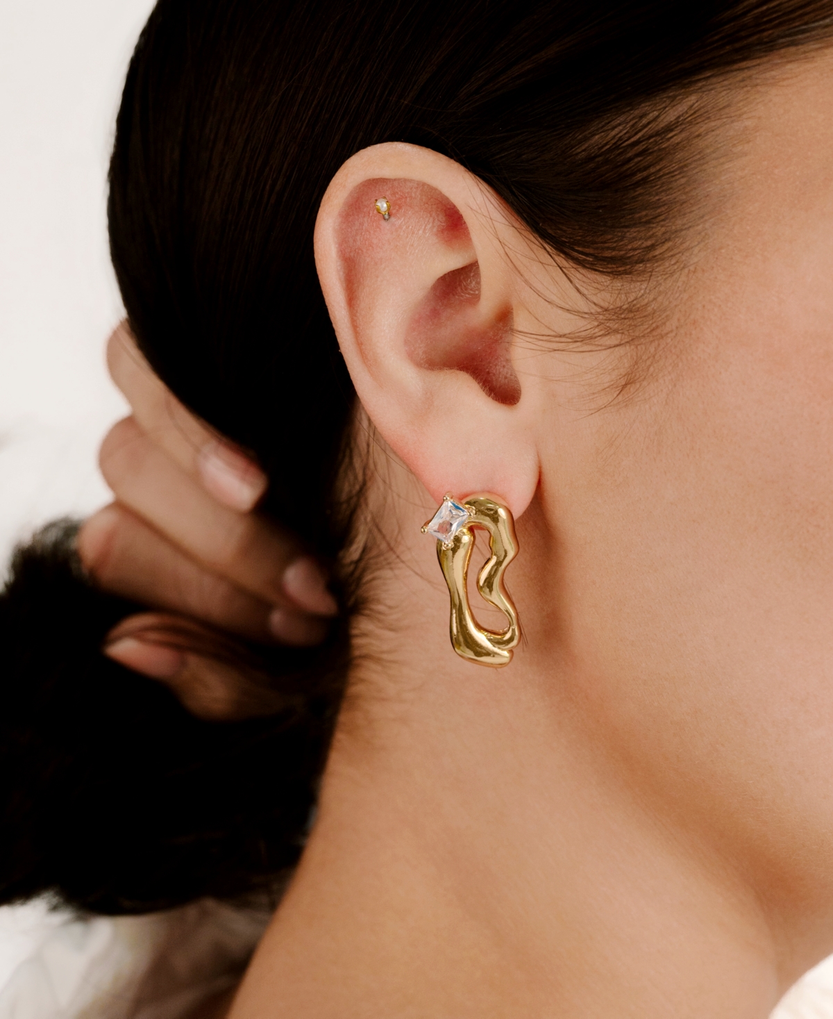 Ettika Cubic Zirconia Molten Drop Earrings In Gold
