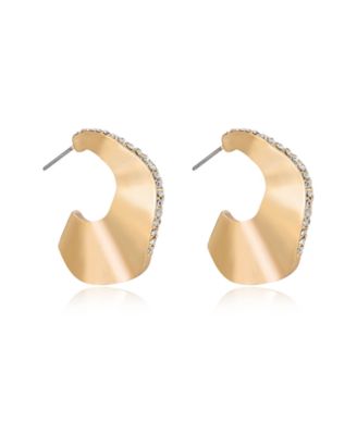Ripple Pave 18k Gold Plated Hoops