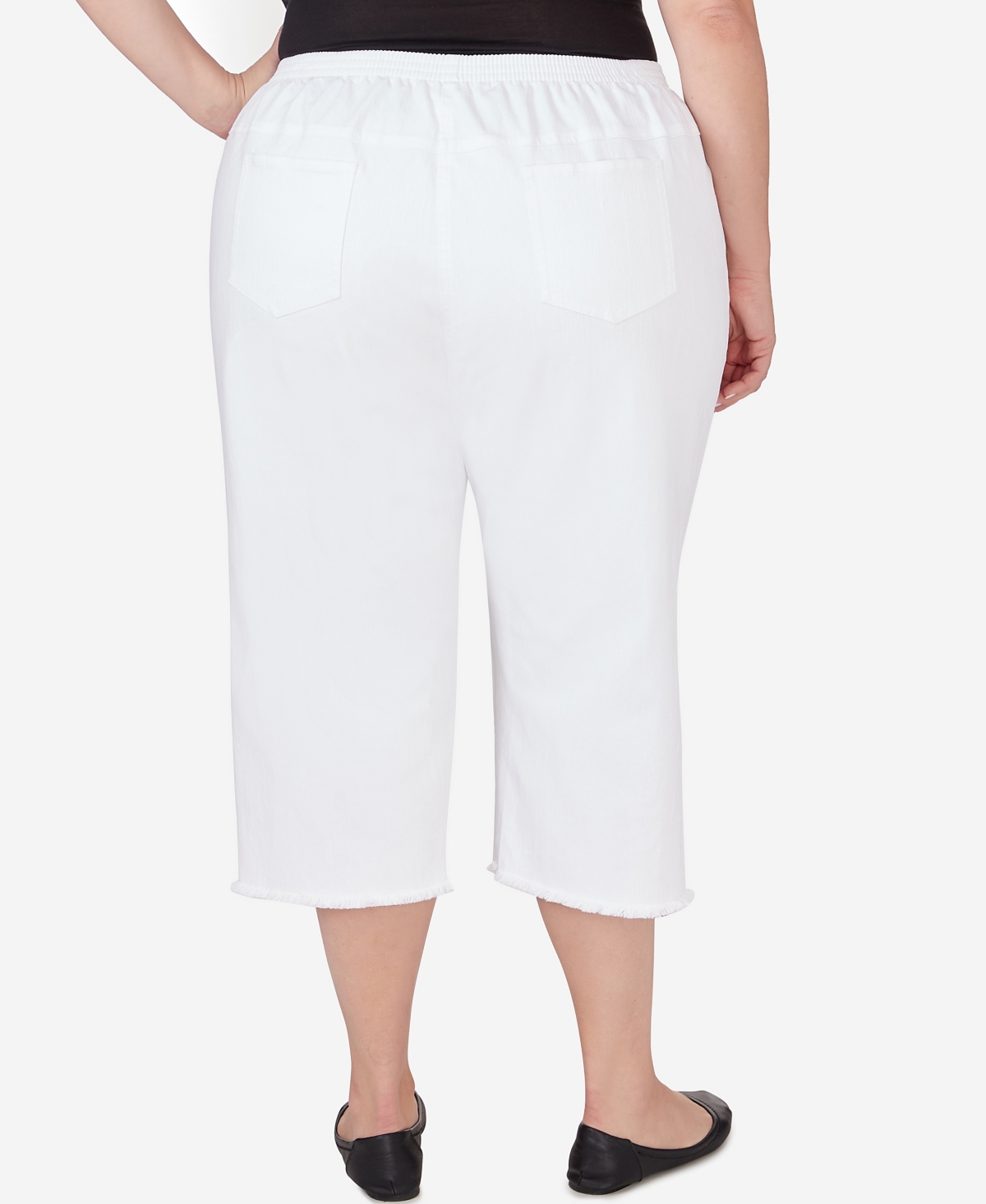 Alfred Dunner Plus Size Bayou Embroidered Capri Fringe Bottom Pants