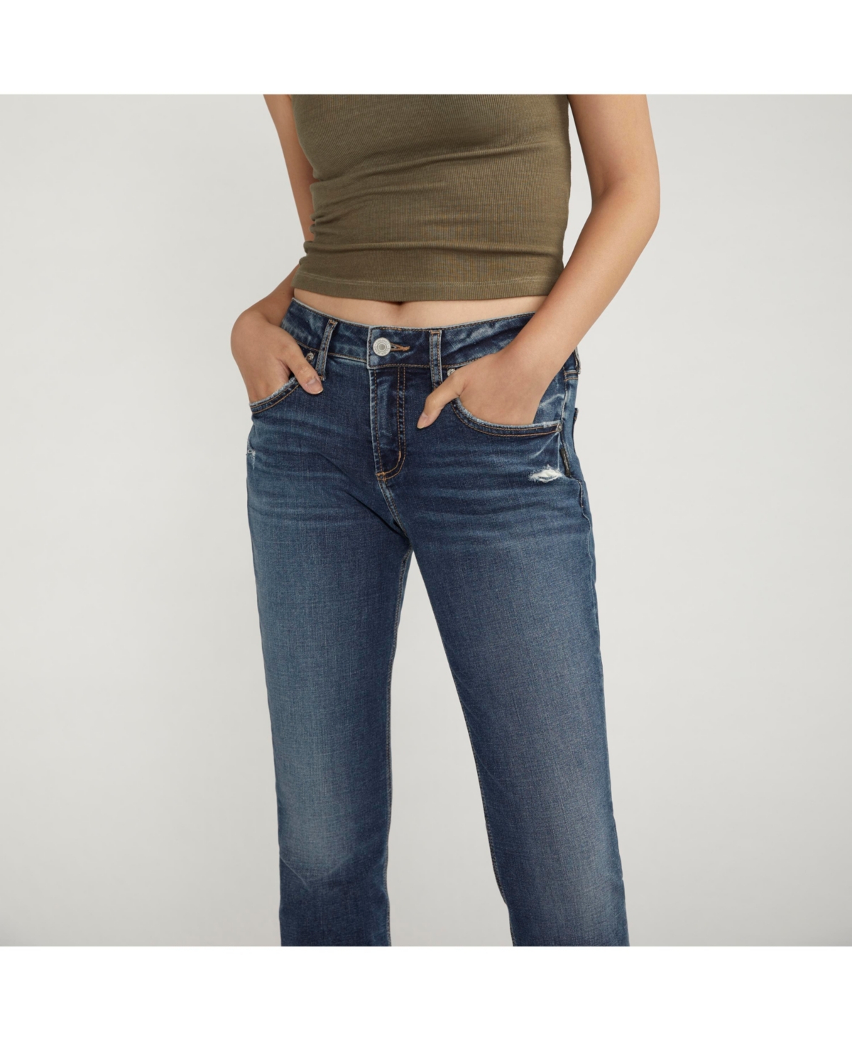 Shop Silver Jeans Co. Women's Boyfriend Mid Rise Slim Leg Jeans In Indigo