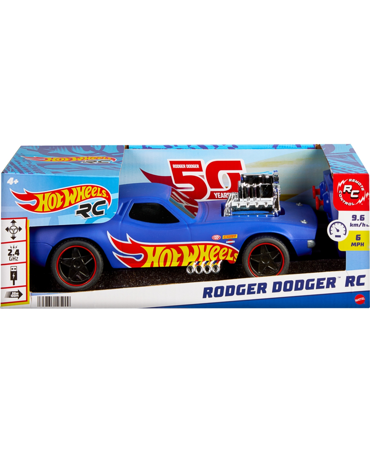 Shop Hot Wheels 1:16 Scale Rc Rodger Dodger Usb-rechargeable Toy Car, Battery-operated Remote Control In No Color