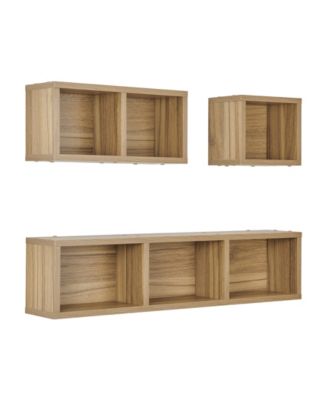 Bauhaus Floating Geometric Cubby Wall Shelves, Set of 3 Sizes