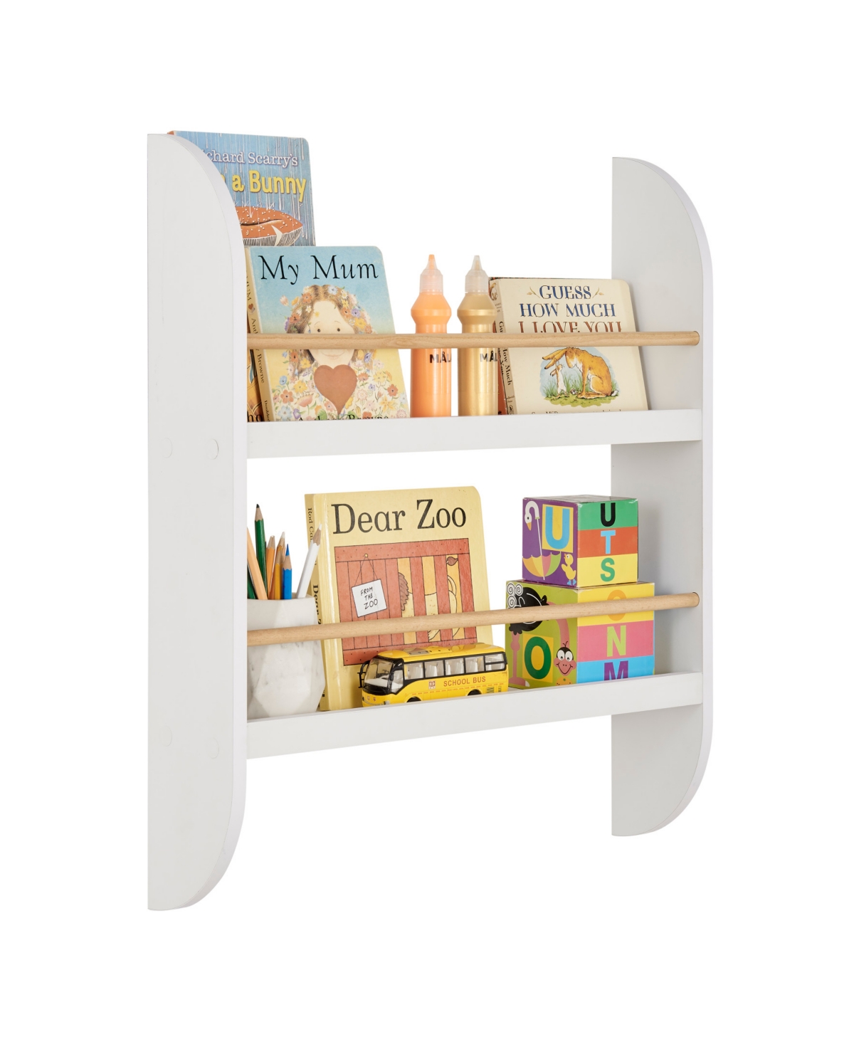 Shop Danya B Steiner Rounded Contemporary 2-tier Kids Book Or Magazine Storage Wall-mount Bookcase With Contrasti In White