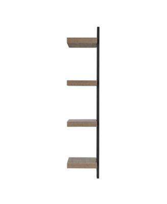 4-Tier Ladder Bracket Floating Wall Shelves, Black Metal Finish