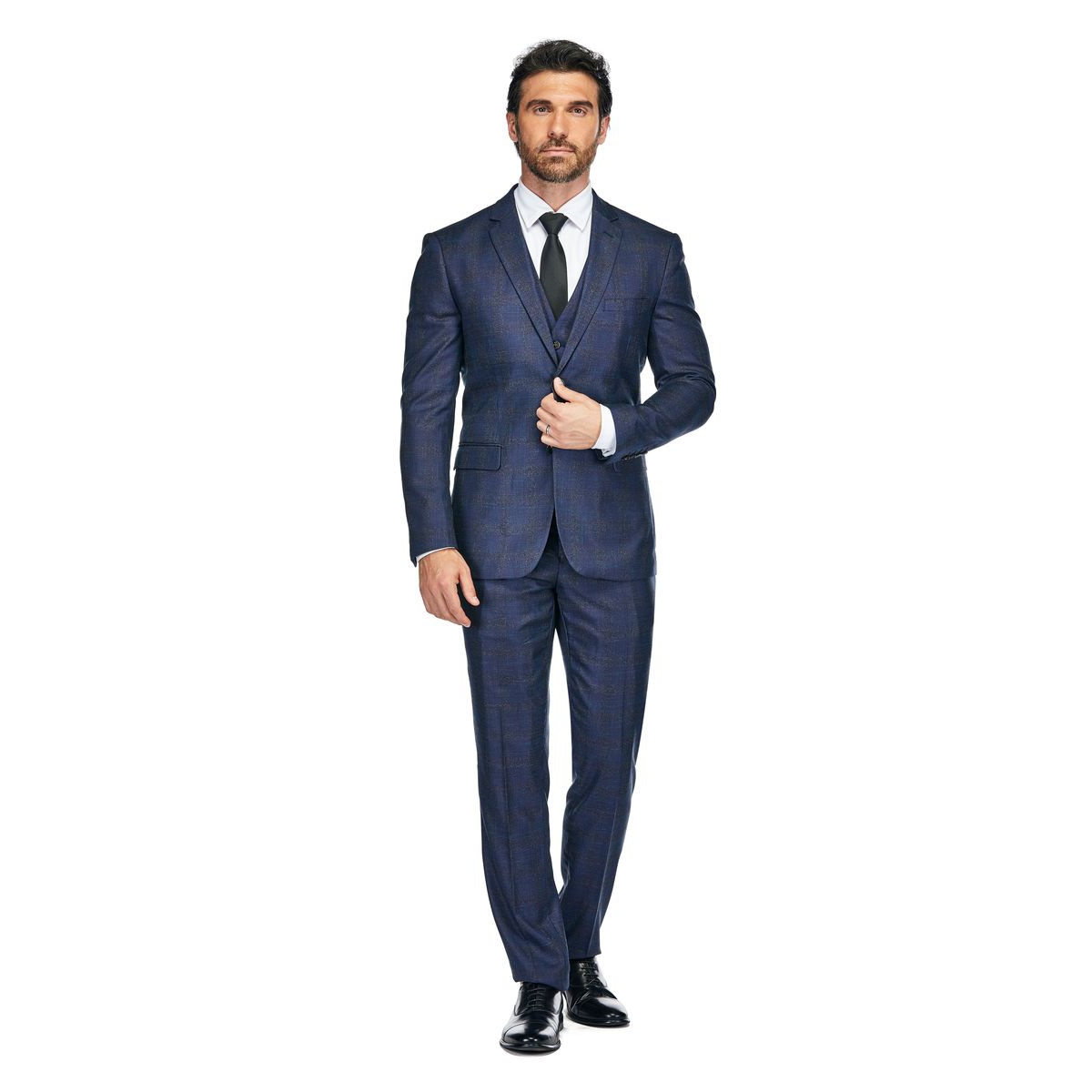 Slim Fit 3PC Tailored Check Suit - Blue