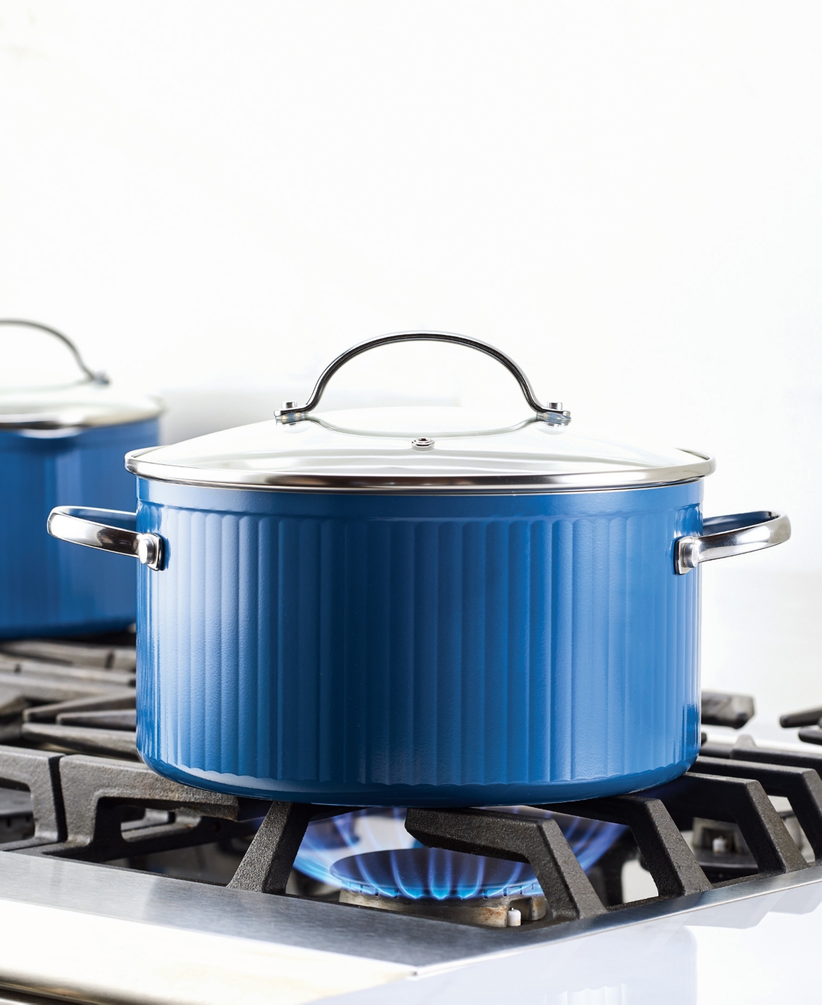 Farberware Style Aluminum 6 Quart Nonstick Stock Pot With Lid In Blue