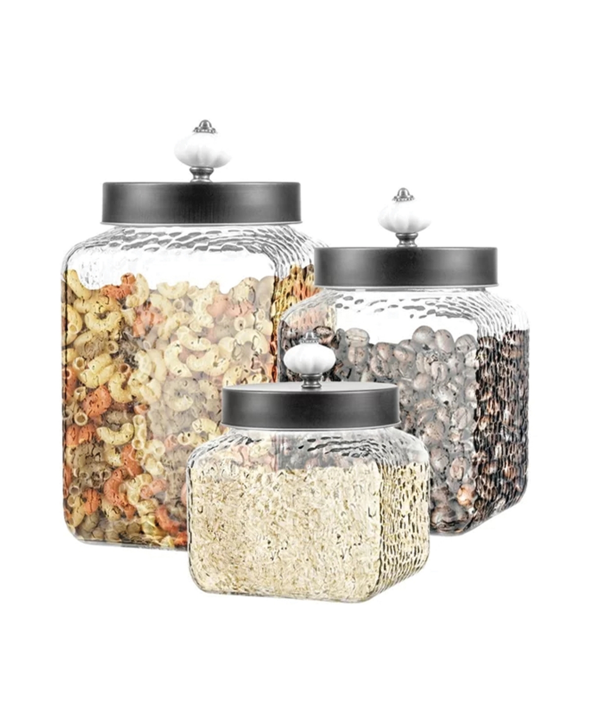 Shop Style Setter Hammered Square 3 Pc Canister Set In Clear