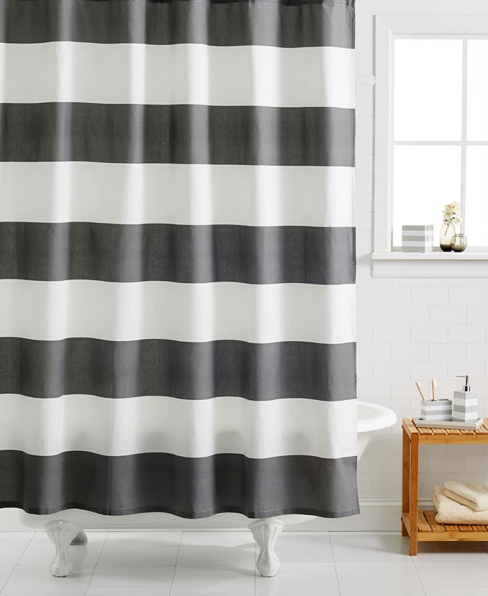 Avanti Linens Hampton Stripe Collection Shower Curtain Gray