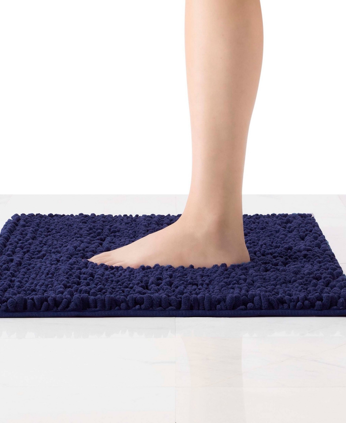Laura Ashley Astor Chenille Bath Mat, 20" X 34" In Indigo