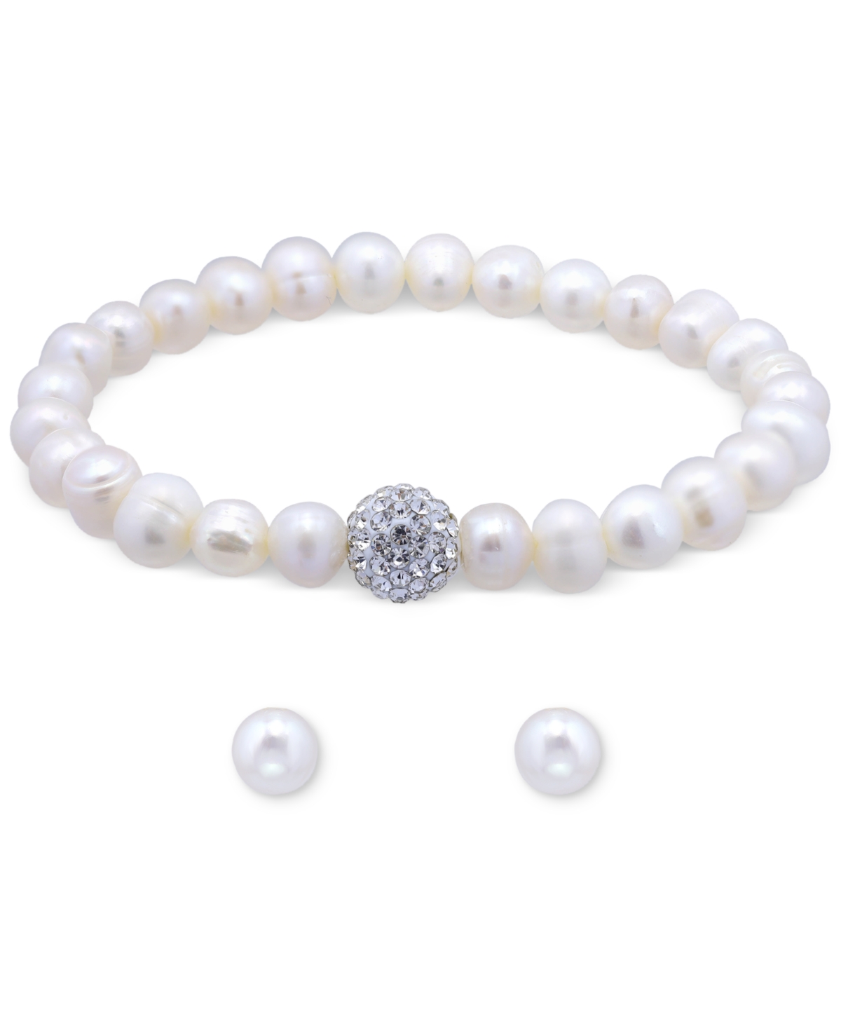 Macy's 2-pc. Set Multicolor Cultured Freshwater Pearl (7mm) & Crystal Bracelet & Complementing White Cultur