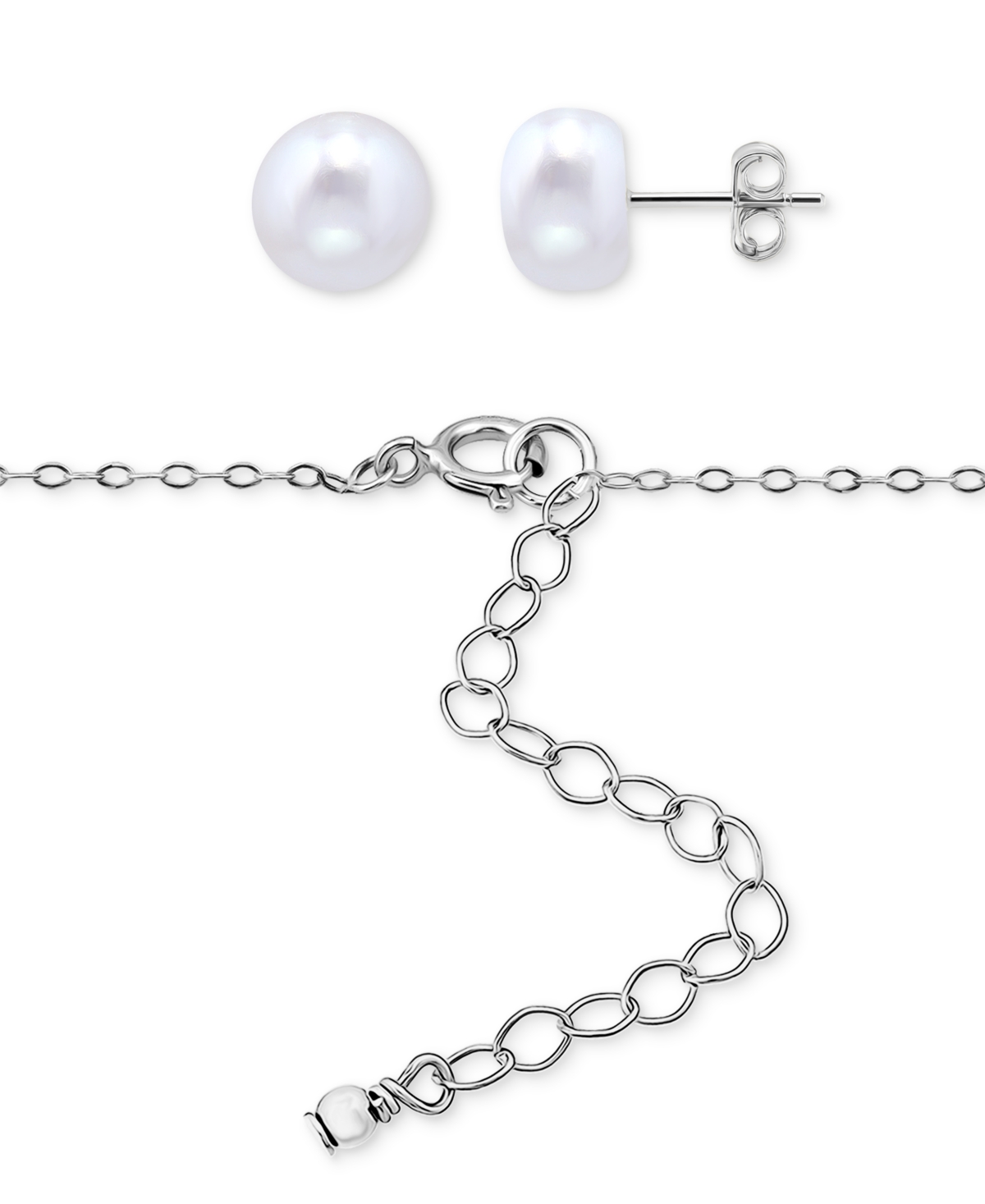 Two-Pc. SetCultured Freshwater Pearl (6mm) Collar Necklace & Stud Earrings in 18k gold-plated sterling silver (Also in Dyed Black & Dyed Pink C