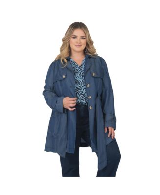 Standards & Practices Women's Plus Size Tencel Denim Trench Coat - Macy's