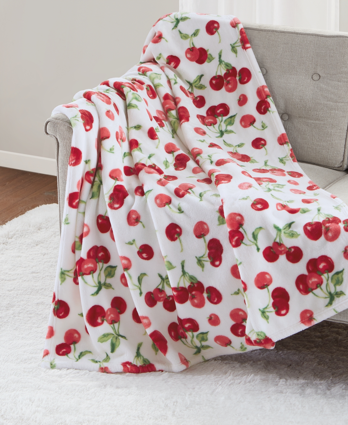 Shop Premier Comfort Cozy Plush Printed Throw, 50" X 70", Created For Macy's In Cherries