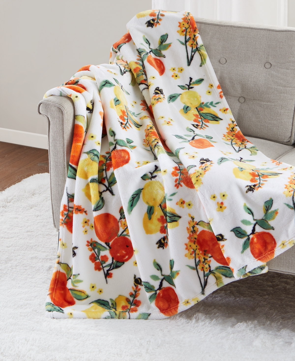 Shop Premier Comfort Cozy Plush Printed Throw, 50" X 70", Created For Macy's In Citrus