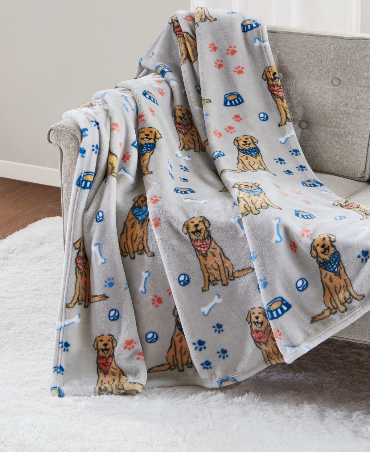 Premier Comfort Cozy Plush Printed Throw, 50" X 70", Created For Macy's In Good Boy