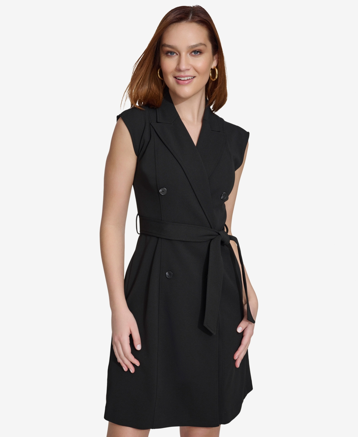 Shop Calvin Klein Women's Sleeveless Blazer Dress In Black