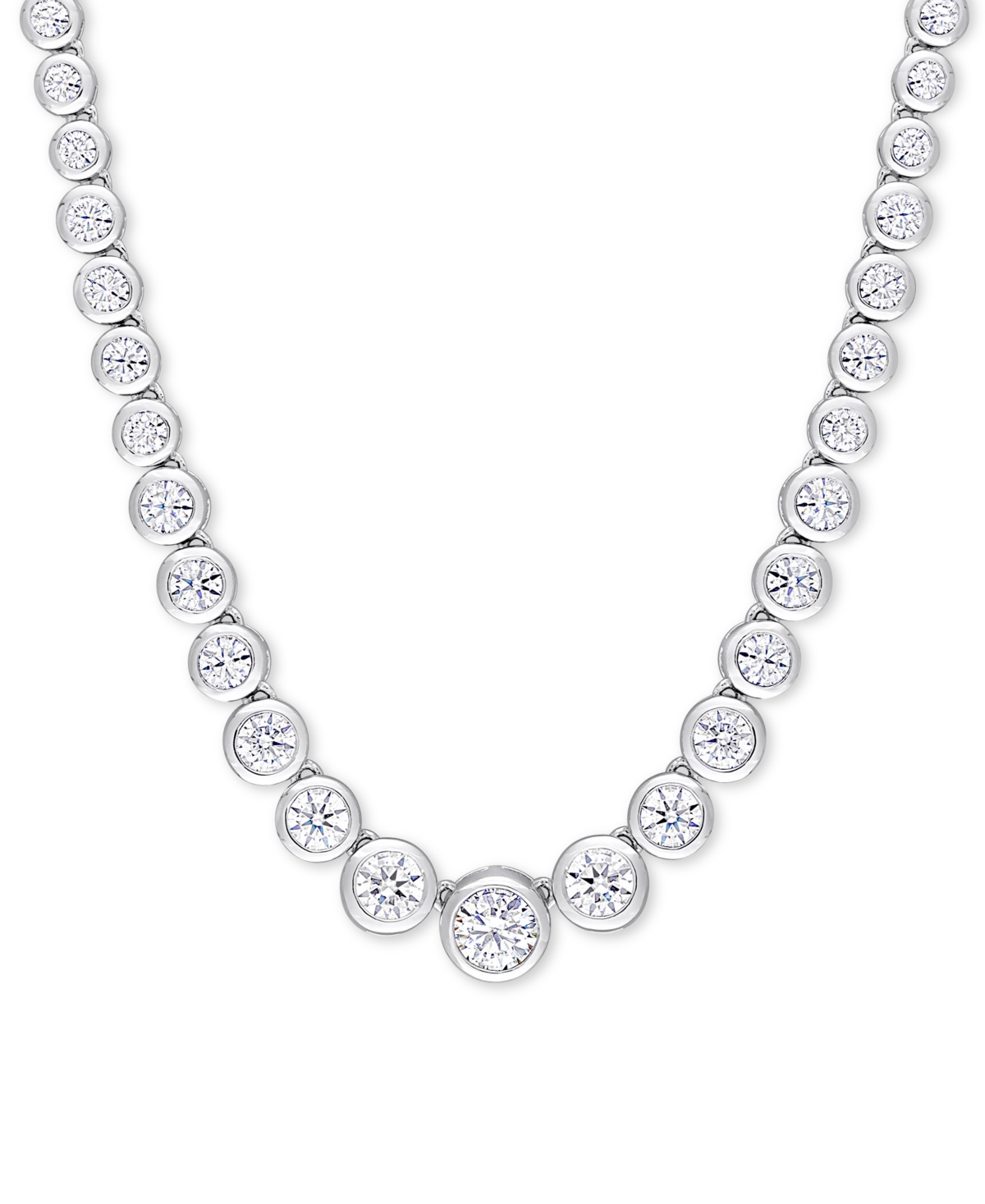 Macy's Moissanite Graduated Bezel 17" Tennis Necklace (4-5/8 Ct. T.w.) In Sterling Silver