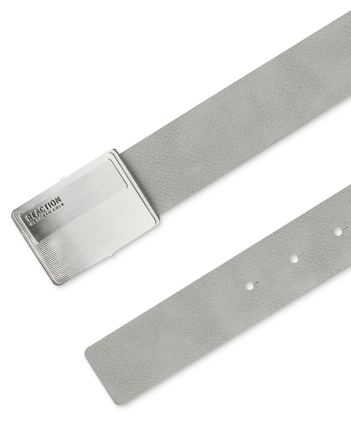 Kenneth Cole Reaction Men's Faux-Leather Logo Plaque-Buckle Belt
