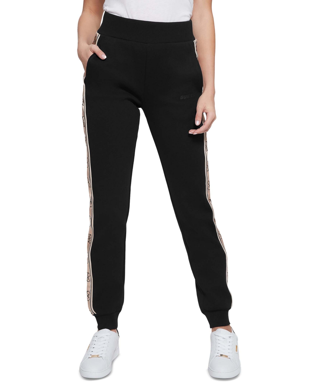 Women's Britney High Rise Logo Stripe Jogger Pants - JET BLACK A