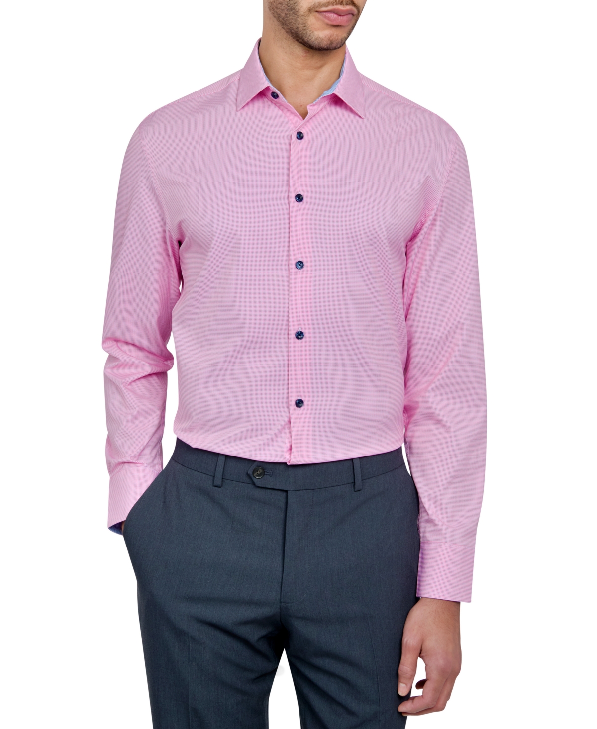 Men's Slim-Fit Micro-Texture Dress Shirt - Pink