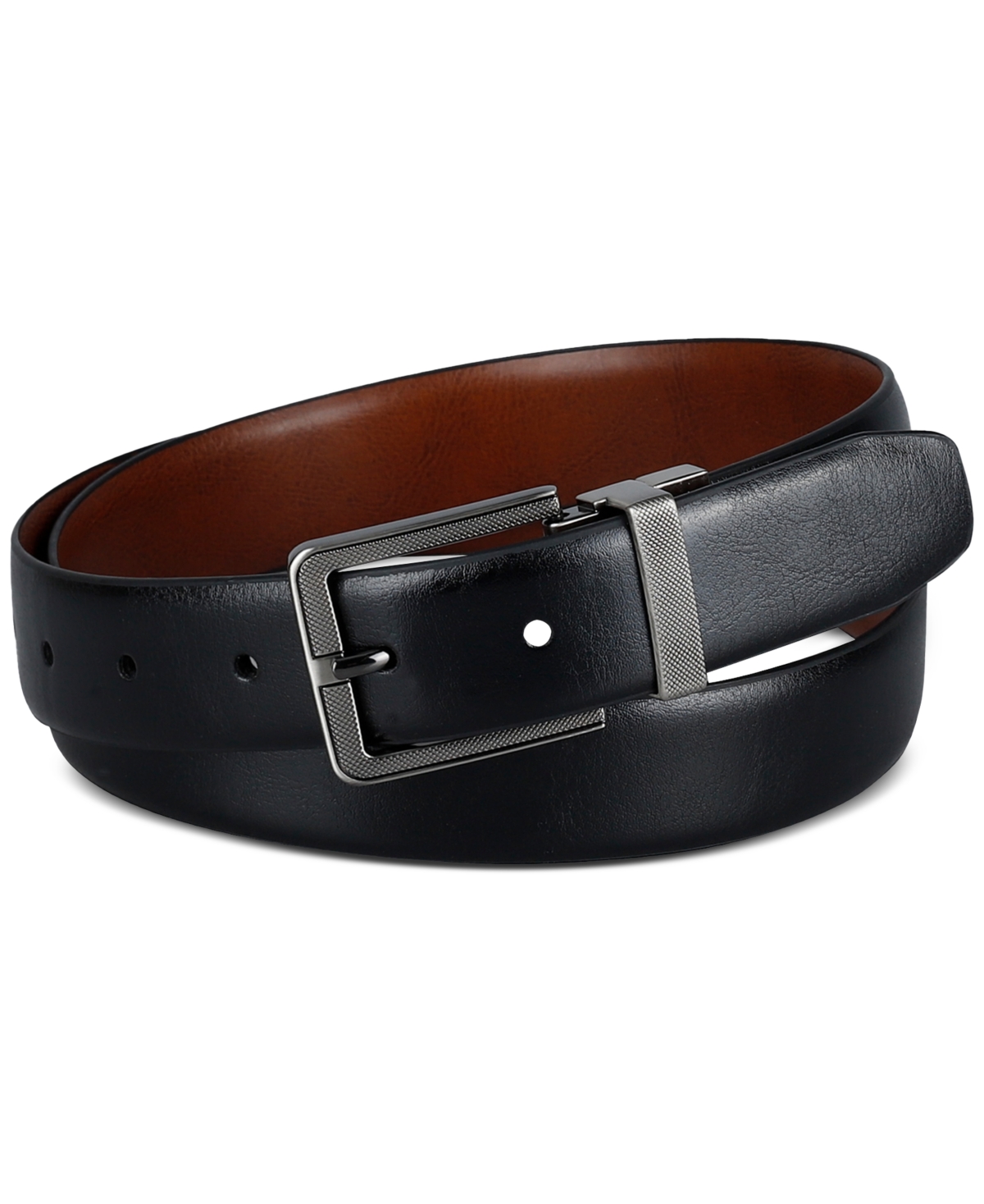 Men's Reversible Faux-Leather Harness-Buckle Belt - Black/Brown