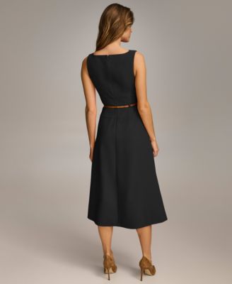 【Donna Karan New York】Belted Asymmetric-Hem Dress Donna Karan Women's Belted Asymmetric Midi Dress - Macy's