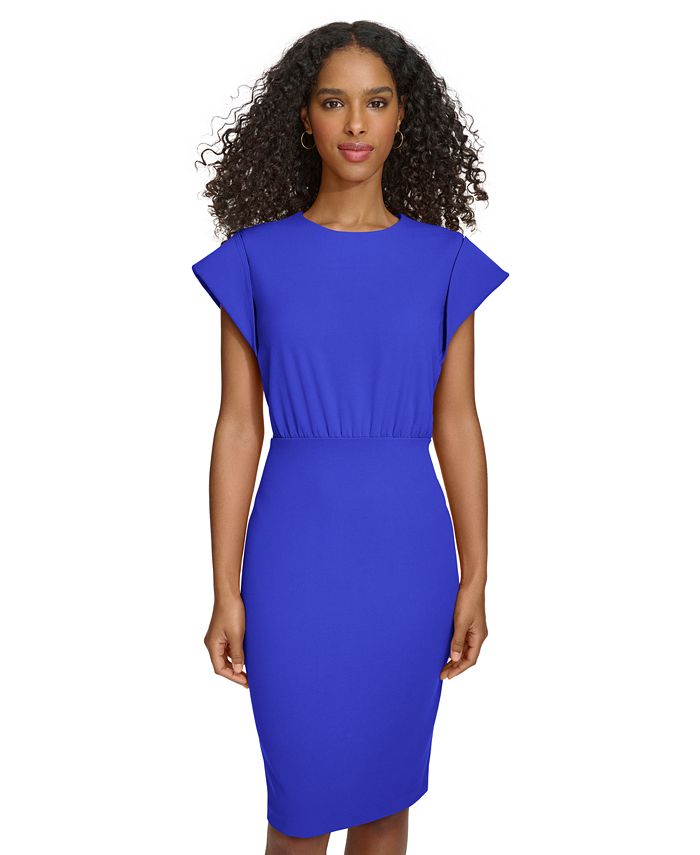 Calvin Klein Womens Cap Sleeve Above The Knee Dress Blue Size 8
