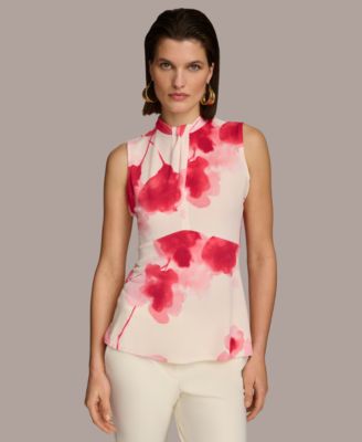 Donna Karan New York - Women's Sleeveless Printed Twist-Front Top